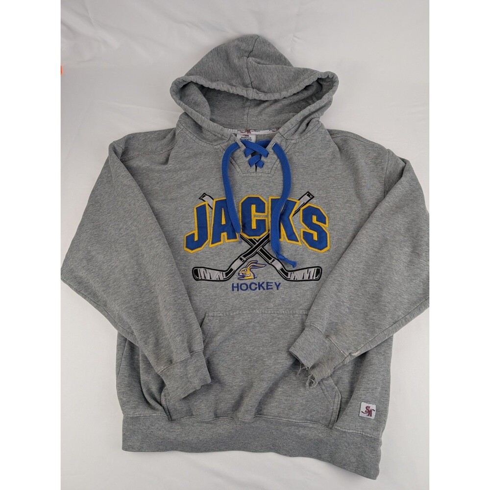 Mens L Hockey South Dakota State Jackrabbits SDSU Hoodie Sweater Sweatshirt VTG